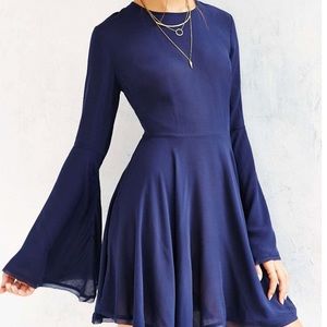 Long sleeve navy blue flair dress